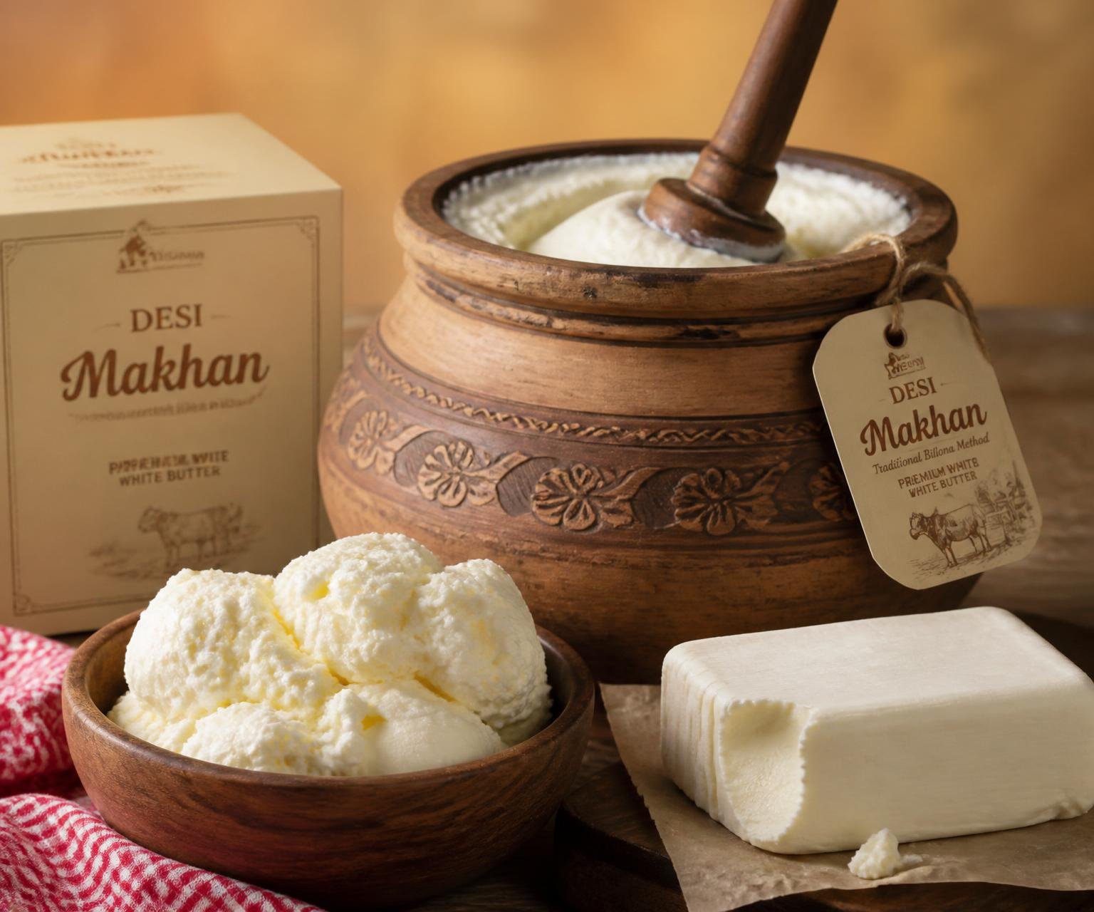 Fresh churned white butter